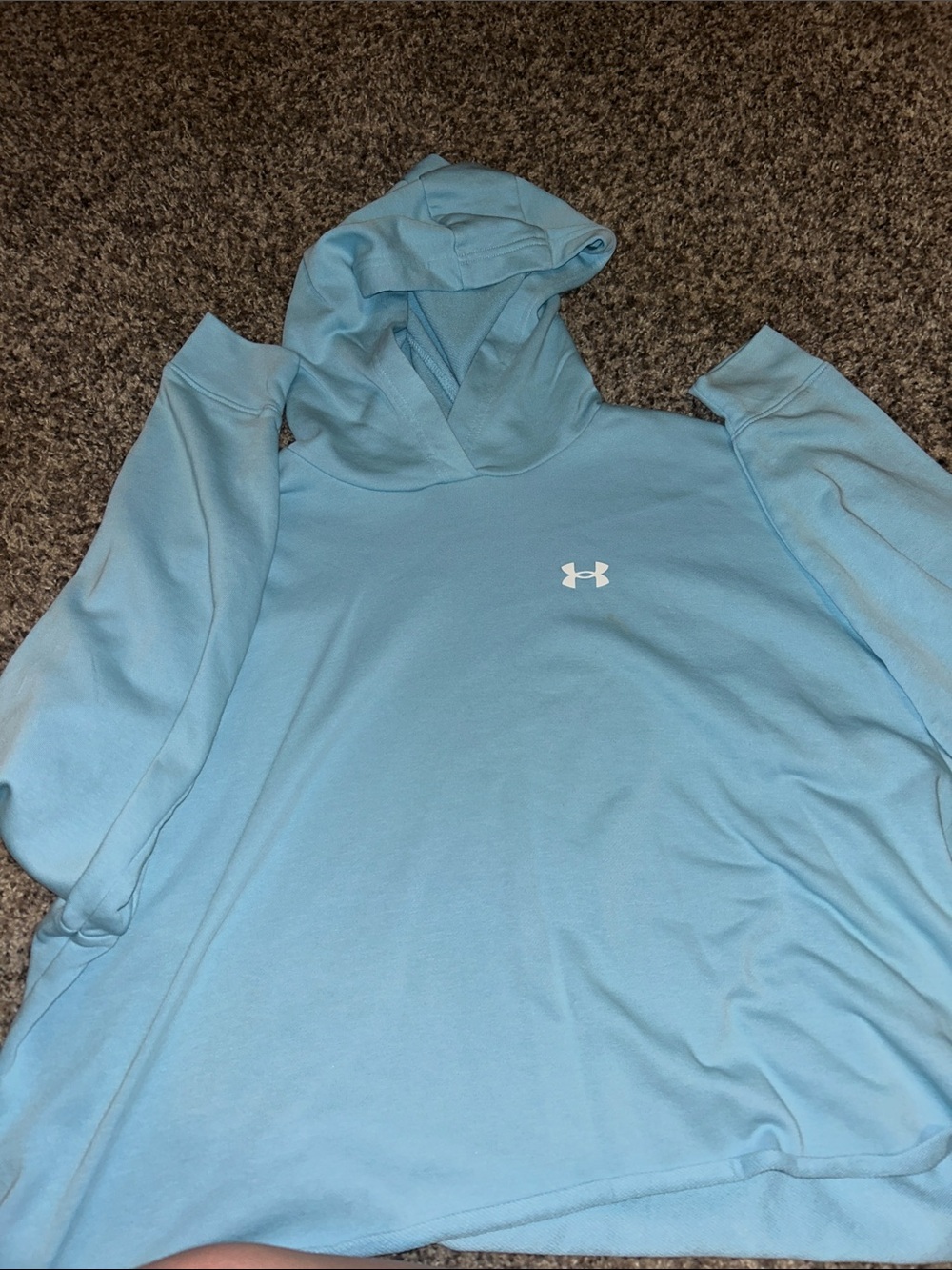 Under Armour Sky Blue Hooded Pullover with White Logo